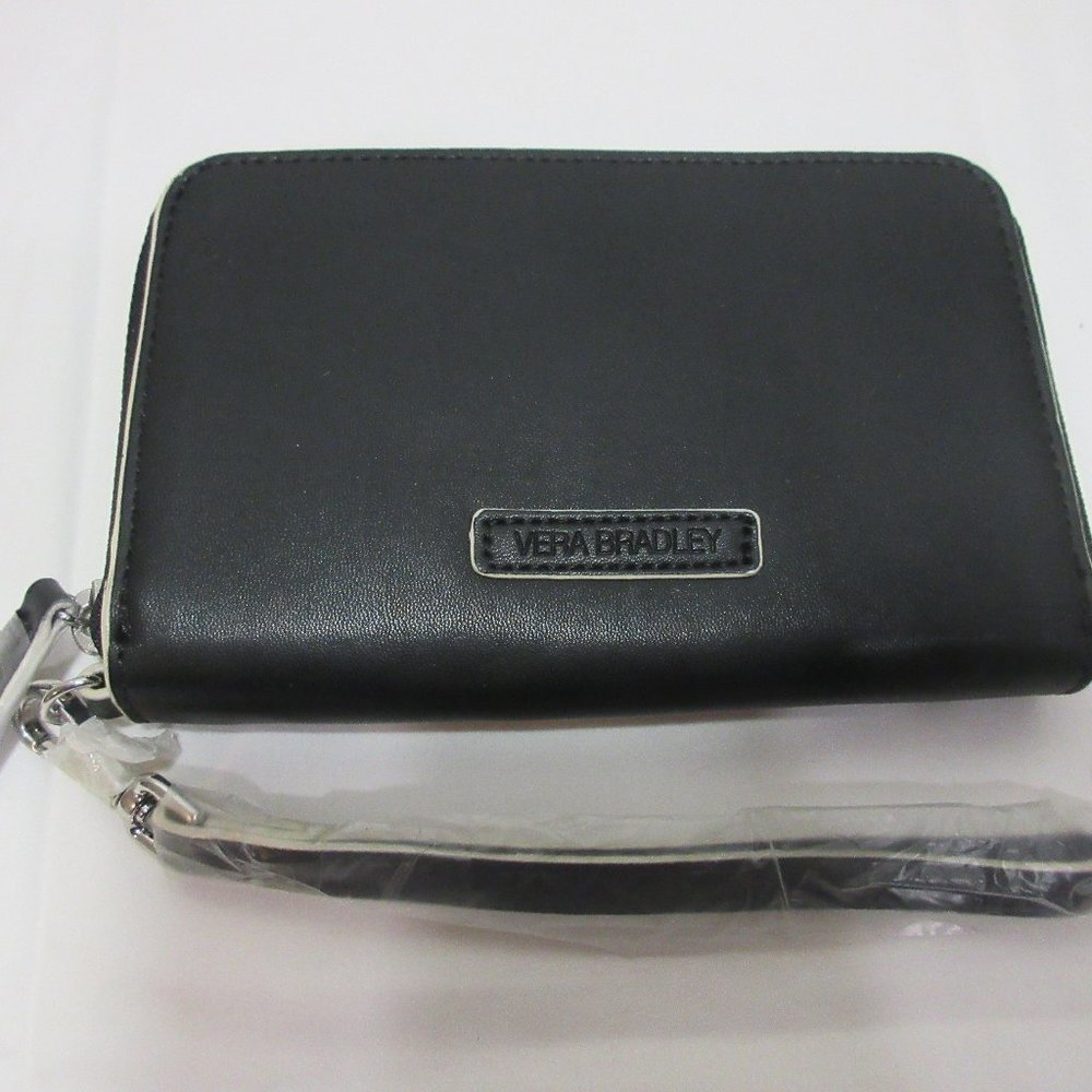 Vera Bradley Zip-Around Wallet Wristlet Faux Leather Black NWOT MSRP $48